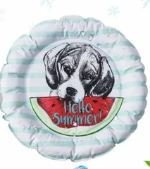 1:MIRIKOO ペット ひんやりマット 犬猫用【業界初の二重ふちどり構造 30×40CM】耐噛み 冷感拔群 方形 ジェルマット 汚れにくい素材 クールシーツ 冷却マット 熱中症対策 夏用 ペット用 寝具 (ホワイト）（50x50cm）, 円形)のサムネイル