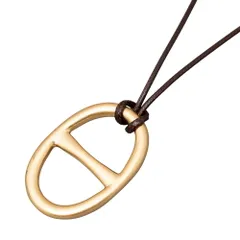 【ヴィンテージゴールド：ブラウン×ワンサイズ】[Cream dot. クリームドット公式] ネックレス レディース  金属アレルギー ニッケルフリー ロング グラスホルダー レザーコード オーバル スカーフリング 2way 取り外し 大ぶり  