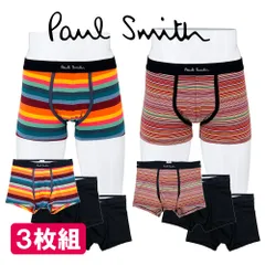 ポールスミス ボクサーパンツ アンダーウエア Paul Smith 3枚セット 専用BOX入り ブラック マルチボーダー マルチボーダー 前閉じ