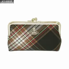 ヴィヴィアン財布 ガマ口小銭入れ ポーチ Vivienne Westwood ヴィヴィアンウェストウッド NO,17 BIOGREEN SAFFIANO PRINTED D101 TARTAN BROWN/BLACK プレゼント