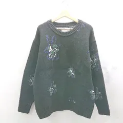 ◇ Θ URBAN RESEARCH 花柄 長袖 セーター ニット サイズ M ブラック系 レディース E  【1502030039900】