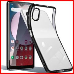 【人気商品】ケース クリア SC-56C SCG18 5G スマホケース 透明 TPU 薄型 A23 軽量 耐衝撃 メッキ加工 ソフト Galaxy 人気 保護カバー (ブラック)