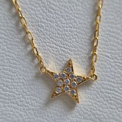 星モチーフアンクレット　K18　ダイアモンド0.05ct　20～23cm