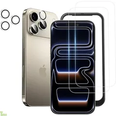 NIMASO ガラスフィルム (2枚) + カメラフィルム (2枚) iPhone 17 Pro 用 強化ガラス 保護フィルム ガイド枠付き カメラ保護 レンズカバー 硬度9H 耐衝撃 指紋防止 高透過率 いPhone17Pro（6.3インチ）対応