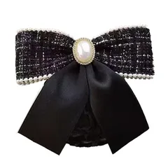 新品 HAPVITAL ヘアアクセサリー リボン バレッタ シニヨン お団子 ネット付き かわいい 可愛い 髪かざり ネット おしゃれ 大人 髪どめ フォーマル おだんご ヘアー 接客 ヘア かみかざり シニョン クロ 結婚式 (ブラックチェック)