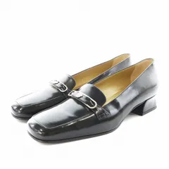 ジャンニヴェルサーチ ヴェルサーチェ GIANNI VERSACE パンプス スクエアトゥ ヒール レザー 36 黒 ブラック /AN9のサムネイル