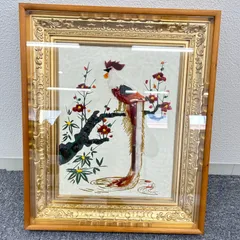 貴石画 宝石画 アート 鳥と花のデザイン Amazon.co.jp: 昭和レトロ 貴石画 天然石絵画 宝石画 木製