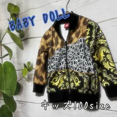 BABY DOLL ベビードール キッズ100 ジップアップ ジャケット アウター 豹柄 レオパード バロック柄 ロイヤル クラウン 王冠 総柄 古着