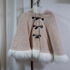 ボレロ　コルザ　COLZA Honeys  フードファー付きポンチョコート　クリーム色