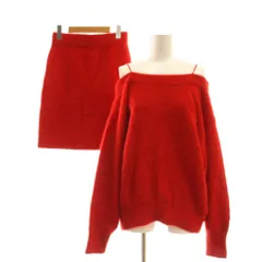 スナイデル SNIDEL 24AW フォックスカシミヤ キャミオフプルオーバー ミニスカート セットアップ ニット セーター F レッド /ES ■OS