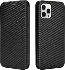 GANGXUN スマートフォンケース 手帳型 炭素繊維調 スタンド機能 スマホケース カバー(ブラック,  iPhone 12 Pro Max)