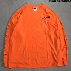 PUNK DRUNKERS × くっきー(野性爆弾) 歯ポケロンTEE ロングスリーブTシャツ 長袖カットソー ロゴ刺繍 袖プリント 両面プリント XLサイズ オレンジ PDS パンクドランカーズ