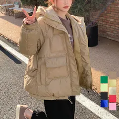 中綿フェイクダウンジャケット フード付き