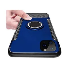 iPhone 12 Pro Max ケース リング付き 耐衝撃 TPU クリア 車載対応ホルダー対応 軽量 薄型(ブルー iPhone 12 )