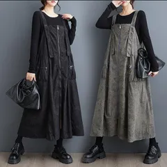 新品 2026新作 モード系　大きいサイズ サロペット　個性　ワンピース　レディース 秋冬　カーキ スカート　ジップ