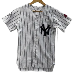 CHAMPRO ニューヨーク・ヤンキース ベースボールシャツ ユニフォーム MLB PONY 77 半袖 シャツ ボタンダウン フロントバックプリント エチオピア製 YOUTH Lサイズ