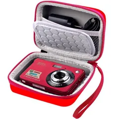 【デイリー雑貨店】赤 デジタルカメラ用キャリング＆保護ケース、AbergBest 21メガピクセル2.7インチLCD充電式HD / Canon PowerShot ELPH 180/190 / Sony DSCW800 / DSCW830 Travel-Red