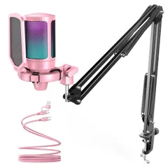 【迅速発送】FIFINE USB コンデンサーマイク RGB光り カーディオイド指向性 プラグ＆プレイ パソコン/プレステマイク USBケーブル付き ワンタッチミュート YouTube Skype Discord Zoom 録音 ゲーム実況 ボイズチャット ラ