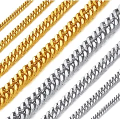 【18本まとめ売り】【1本当たり400円】幅6ミリ　4面ダブル　喜平ネックレス　ステンレス　鏡面　カニカン留め具 マイアミ キューバン　プレゼント　メンズネックレス　レディースネックレス アバランチ krkc&co ChainsHouse