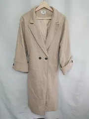 ◇ emi+ エミプラス 袖折り込みボタンあり 長袖 トレンチコート サイズL ベージュ レディース E  【1408220036899】