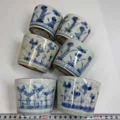 古伊万里 染付蕎麦猪口岩竹文5客揃 骨董 - メルカリ
