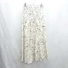 ◇ ⊂ FREE STYLISTS 総柄 ウエストゴム ロング丈 フレア スカート サイズ表記なし アイボリー ブラック レディース E  【1502030028119】