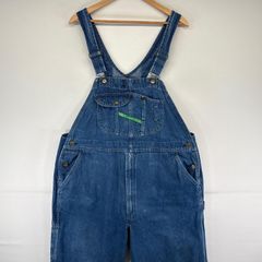 古着 キー KEY オーバーオール デニム ワーク ワンポイントロゴ 大きいサイズ w46 L30  ブルー メンズ