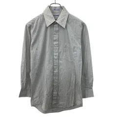 WOODMERE 長袖 ストライプシャツ 14 M グレー系 ホワイト ボタン 胸ポケット カジュアルシャツ 古着卸 アメリカ仕入 a709-5976