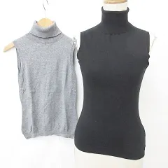 プロポーション ボディドレッシング PROPORTION BODY DRESSING ニット セーター 2枚セット ノースリーブ タートルネック コットン カシミヤ 黒 グレー ブラック 2