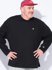 Champion (チャンピオン) サステナブル USAコットン 100％ Cロゴ刺繍 クルーネック 長袖 Tシャツ