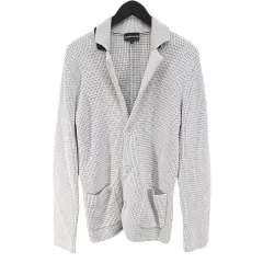 エンポリオアルマーニ EMPORIO ARMANI 長袖 カーディガン ニットジャケット 46 灰系 グレー ポケット 毛 ウール 綿 コットン 無地のサムネイル