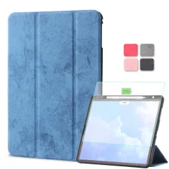 iPad min6_ブルー iPad mini 6 カバー ペン収納 手帳 多機能 アイパッドミニ6 ケース ブック型 薄 耐衝撃 シンプル ビジネス風 オートスリープ付き 三つ折り スタンド機能 ACkaban iPad mini 手帳型ケース 第6世代 マ