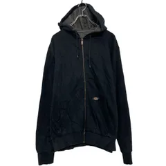 Dickies プリント スウェット パーカー ディッキーズ L ブラック フルジップ 古着卸 アメリカ仕入 a609-6257