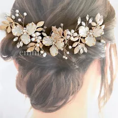 髪飾り　結婚式　ウェディング　ブライダル　成人式　卒業式　前撮り　フォトウェディング　ヘアアクセサリー　ヘッドドレス　コーム　お花　ゴールド