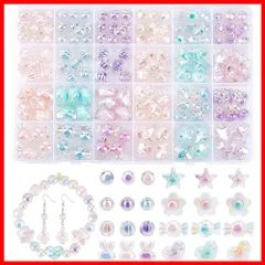 【数量限定】アクセサリーパーツ 柔らかい色 カラフル ブレスレット 手芸ビーズ ネックレス キラキラ 髪飾り ABカラー スマホのストラップ 8種 アクリルビーズ ヘアゴム ビーズ ハンドメイド 約150個セット 素材 PandaHall 収納ケース付き PH