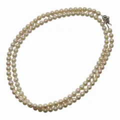 ネックレス パール 真珠 7mm珠 2連 ロング シルバー925 白 ホワイト /KW ■GY11