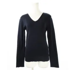 ラルフローレン RALPH LAUREN カットソー Vネック 長袖 コットン 厚手 ストレッチ 滑らか 5f 紺 ネイビー /CK9