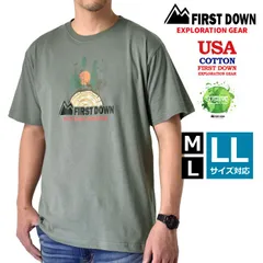 FIRST DOWN 半袖Tシャツ 《フロントプリント：31モスカーキ》新品 未使用 ファーストダウン USAコットン メンズ アウトドア バックプリント【H5C】【メール便2】 ファッション
