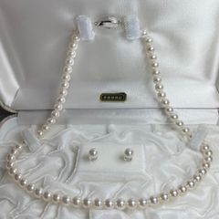 PLUSTER アコヤ養殖真珠 8〜8.5mネックレス/イヤリングセット K14 