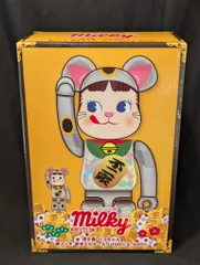 MEDICOMTOY BE@RBRICK 不二家 招き猫 ペコちゃん 銀メッキ 蓄光ミルキー入り 100%＆400% 400+100%のサムネイル