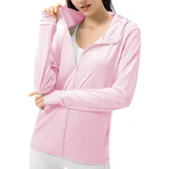 新品 [THREEGUN] ラッシュガード レディース 長袖 指穴付き UPF50 体型カバー ジップパーカー オーバーウェア フード パーカー 日焼け防止 UVカット 夏