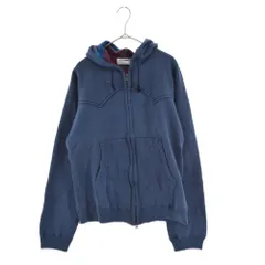 BLUE BLUE (ブルーブルー) Front Logo Printe Zip Up Foodie フロントロゴ ジップアップパーカー スウェット ネイビーのサムネイル