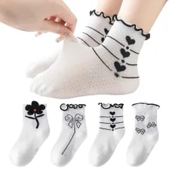 [eigenn] キッズ 靴下 女の子 ガールズ ソックス 子供 フォーマル お姫様 ジュニア ホワイト フリル 4足セット 入学式 発表会 通園 通学 おしゃれ