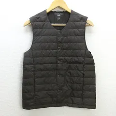 Q■ユニクロ/UNIQLO インナーダウンベスト■茶【メンズS】MENS/56【中古】