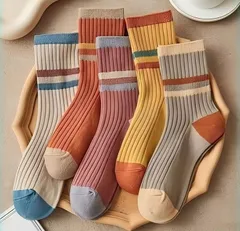 レディース 靴下 5足セット おしゃれ カラフル ボーダー柄 秋冬 春 夏 かわいい ソックス