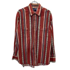 Wrangler 長袖 ウエスタンシャツ XL マルチカラー ブラウン ラングラー スナップボタン ネイティブ柄 胸ポケット 春物 秋物 a710-6394