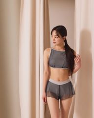 24 Shishi Series set（24シシ シリーズ セット）｜MENUET polewear（メヌエット）Cloud（クラウド／ブラック／黒）　ポールダンスウェア　かわいい　おしゃれ　レッスン着　大人　韓国ウェア　エアリアル　シルク　スカートパンツ