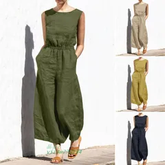 サロペット レディース 半袖 レディース オールインワン 袖なし シンプル 大きいサイズ パンツ 春 ロングパンツ 夏 ワイドパンツ オーバーオール 体型カ  vii3w770154のサムネイル
