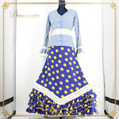 フラメンコ衣装【マンサニージャ】マスタード色/多色水玉 フラメンコ衣装【マンサニージャ】マスタード色/多色水玉