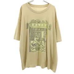 90s オールド BELIZE マヤ文明 遺跡 半袖 Tシャツ ベージュ シングルステッチ メンズ 古着
